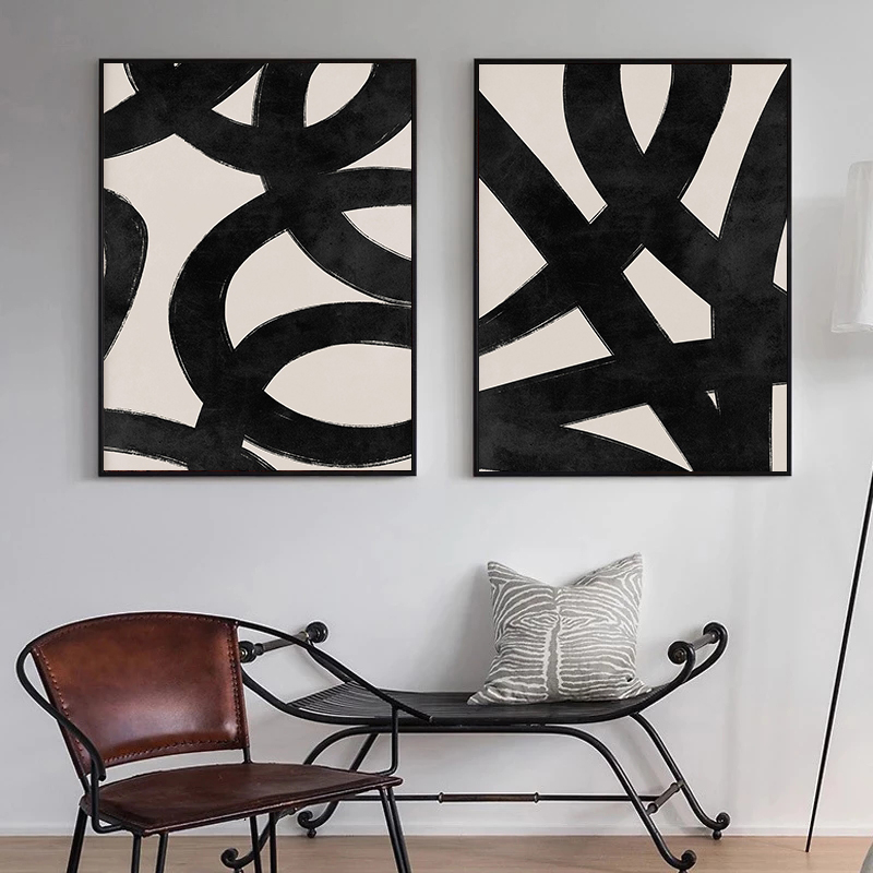 Paint Brush - Poster Sapuan Kuas Garis Hitam Krem